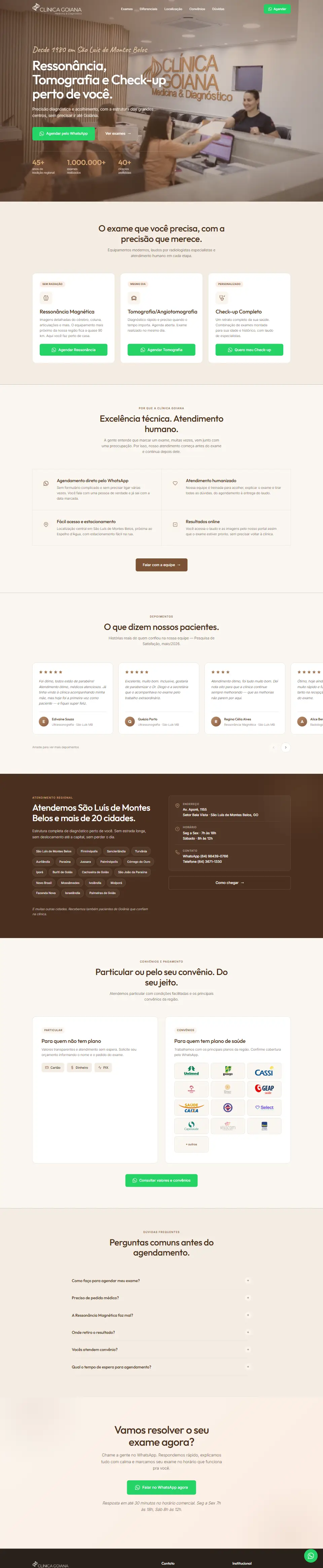 Site de Clínica Goiana: Landing page (desktop)
