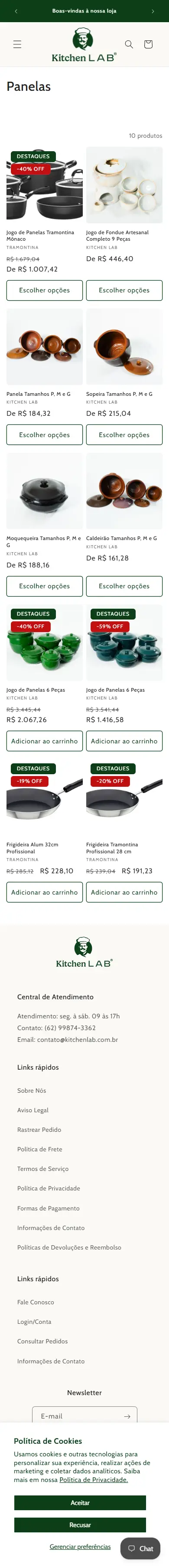 Site de Kitchen Lab: Categoria