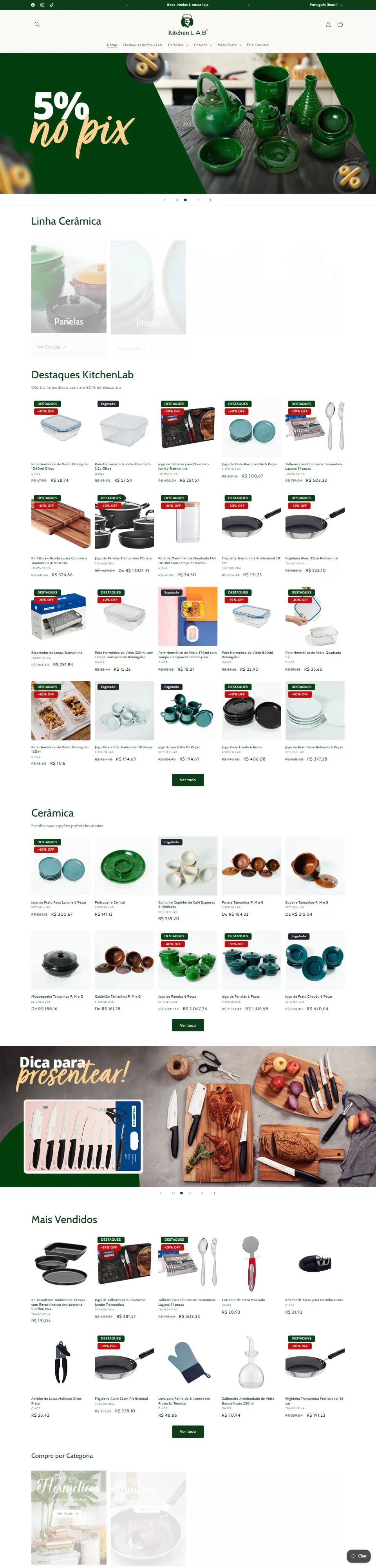 Site de Kitchen Lab: Home (desktop)